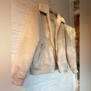 Zara bomber. Faux suede/ shearling. Size L